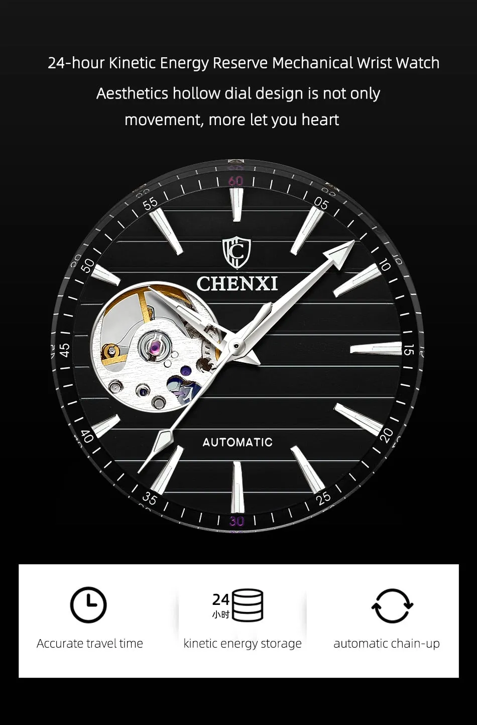 CHENXI Brand Men Watches Luxury Waterproof Automatic Mechanical Watch for Men Fashion Casual Leather Tourbillon Wrist Watches
