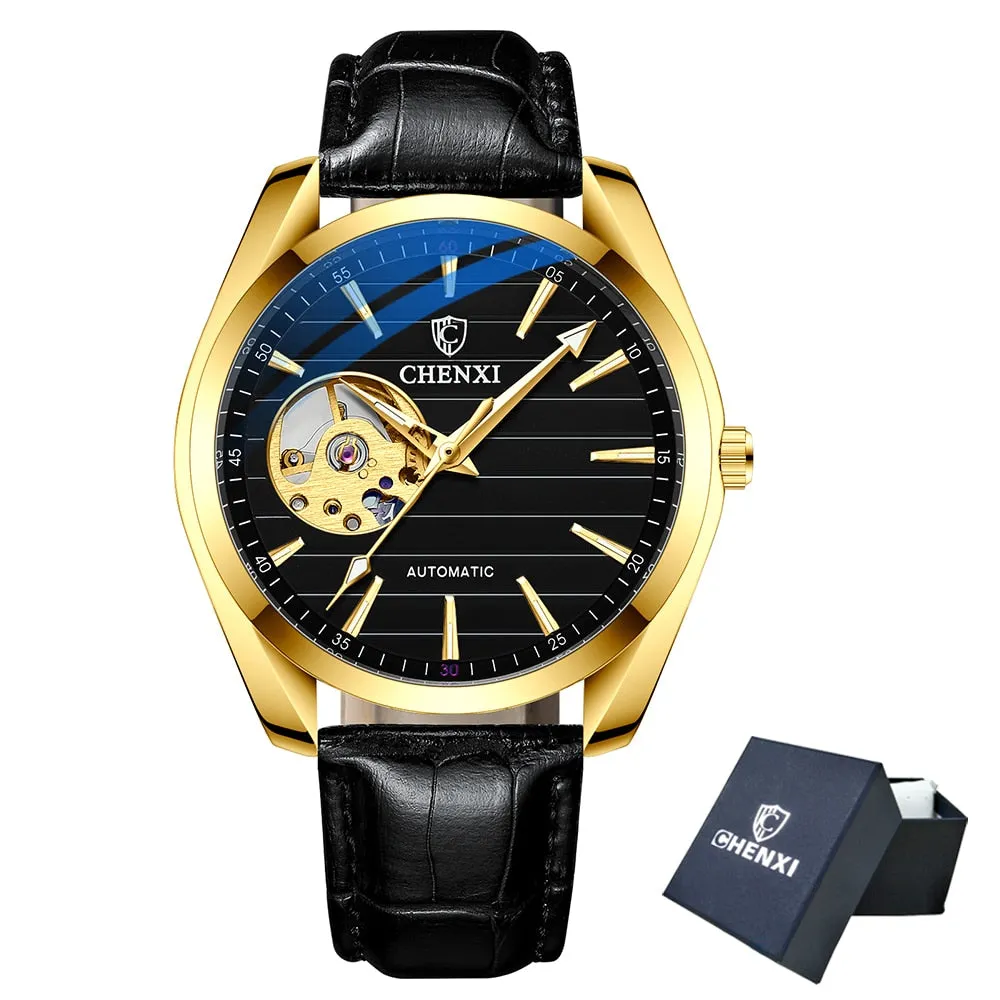 CHENXI Brand Men Watches Luxury Waterproof Automatic Mechanical Watch for Men Fashion Casual Leather Tourbillon Wrist Watches