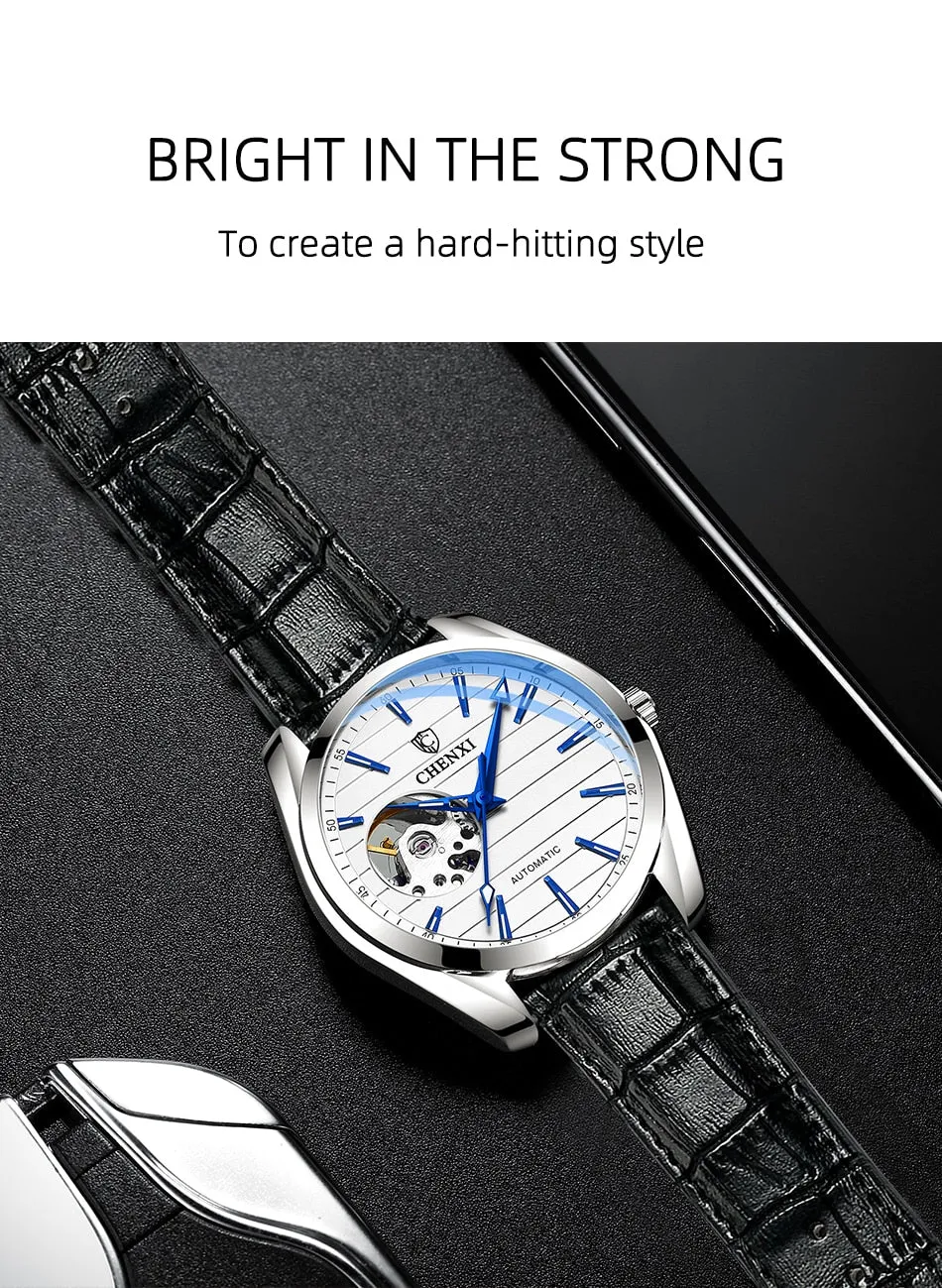 CHENXI Brand Men Watches Luxury Waterproof Automatic Mechanical Watch for Men Fashion Casual Leather Tourbillon Wrist Watches
