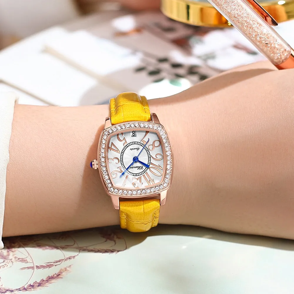 CHENXI Fashion New Woman Watch Waterproof Rose Gold Leather Wristwatch Luxury Ladies Quartz Bracelet Watches Female Clock