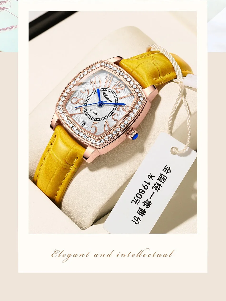 CHENXI Fashion New Woman Watch Waterproof Rose Gold Leather Wristwatch Luxury Ladies Quartz Bracelet Watches Female Clock