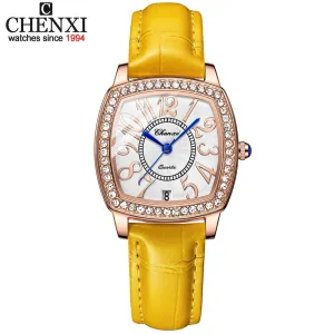 CHENXI Fashion New Woman Watch Waterproof Rose Gold Leather Wristwatch Luxury Ladies Quartz Bracelet Watches Female Clock
