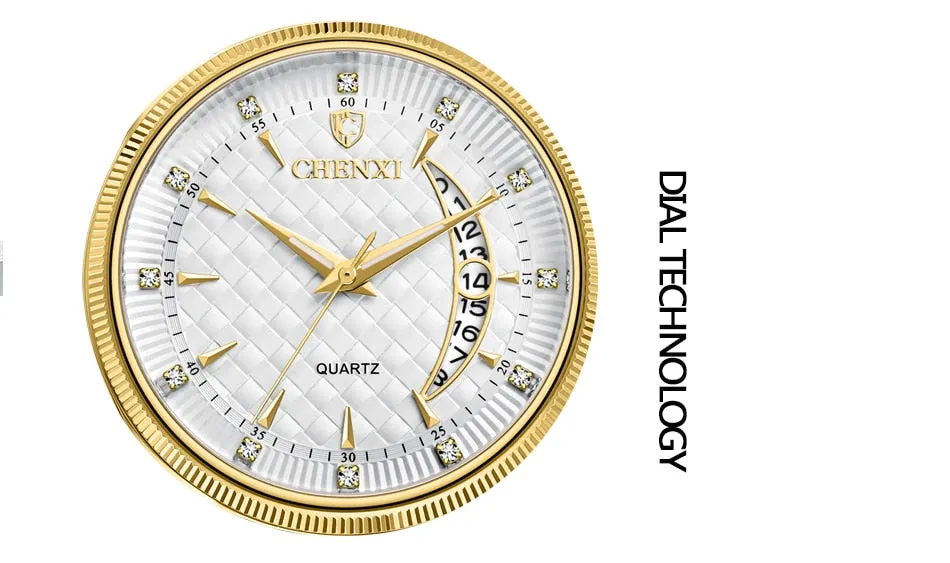 CHENXI Mens Watches Stainless Steel Quartz Gold Wrist Watch Top Brand Luxury Casual Waterproof Sport Watch Men Relogio Masculino