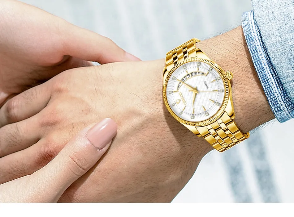 CHENXI Mens Watches Stainless Steel Quartz Gold Wrist Watch Top Brand Luxury Casual Waterproof Sport Watch Men Relogio Masculino