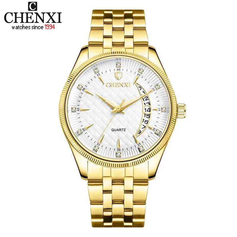 CHENXI Mens Watches Stainless Steel Quartz Gold Wrist Watch Top Brand Luxury Casual Waterproof Sport Watch Men Relogio Masculino