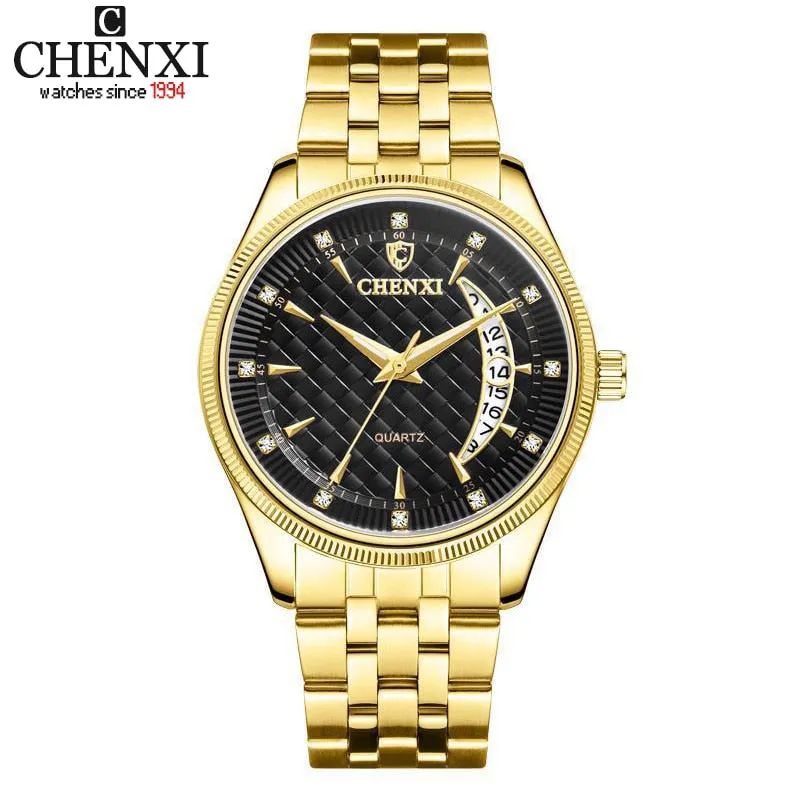 CHENXI Mens Watches Stainless Steel Quartz Gold Wrist Watch Top Brand Luxury Casual Waterproof Sport Watch Men Relogio Masculino