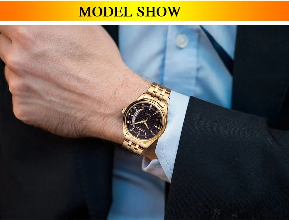 CHENXI Mens Watches Stainless Steel Quartz Gold Wrist Watch Top Brand Luxury Casual Waterproof Sport Watch Men Relogio Masculino