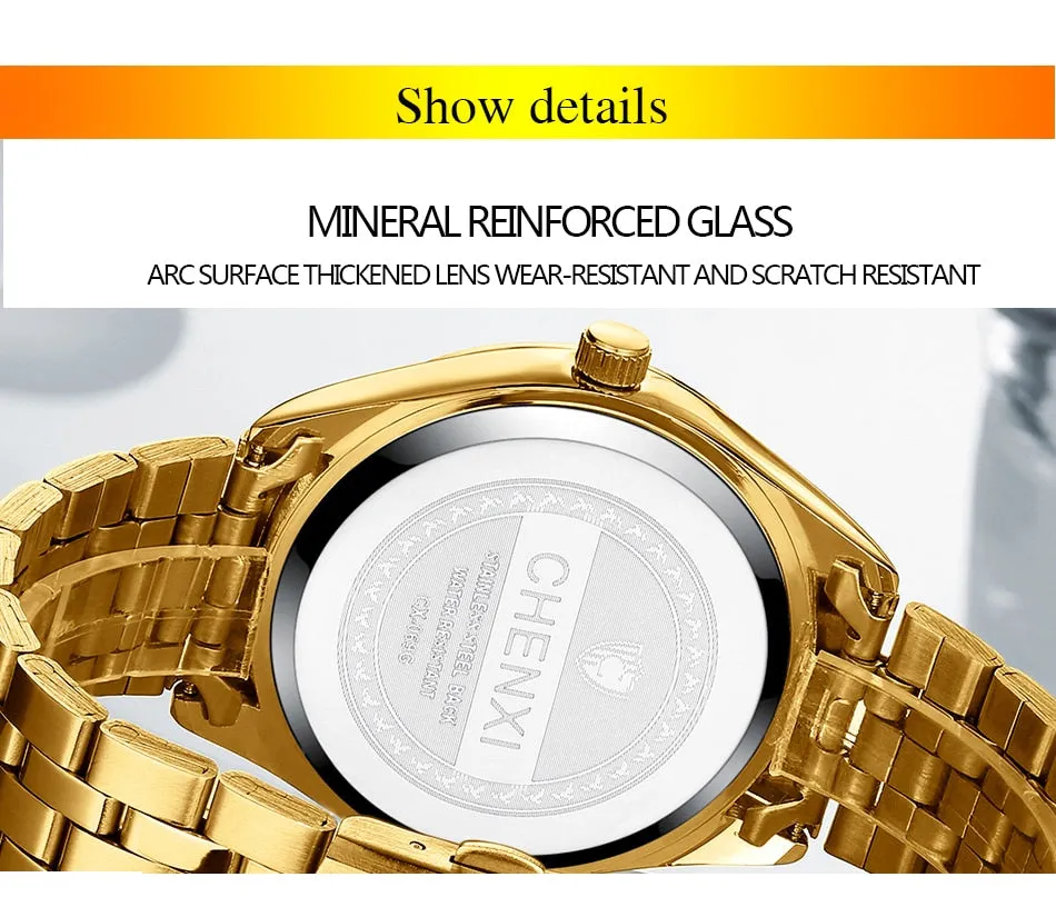 CHENXI Mens Watches Stainless Steel Quartz Gold Wrist Watch Top Brand Luxury Casual Waterproof Sport Watch Men Relogio Masculino