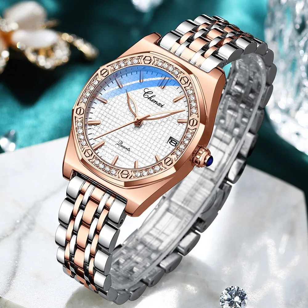 CHENXI New Fashion Women Watches Top Brand Luxury Stainless Steel Bracelet Watch Ladies RoseGold Quartz Waterproof Wristwatch
