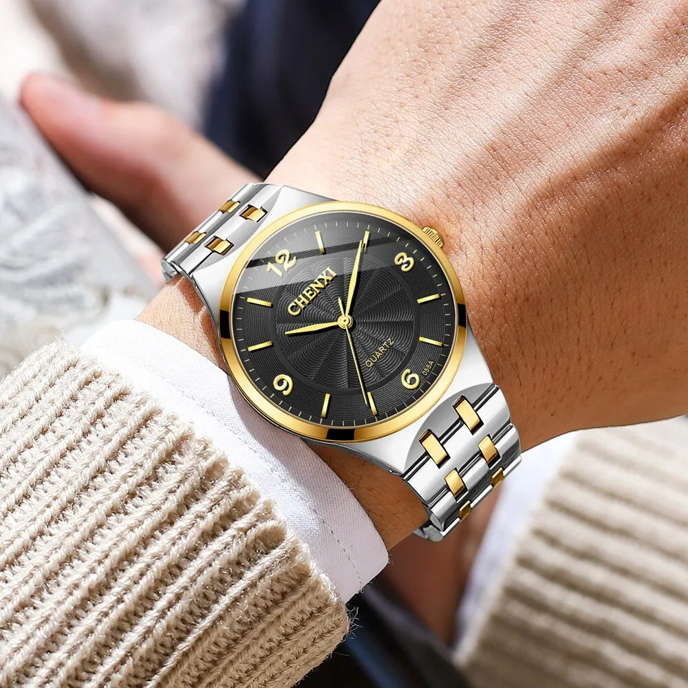CHENXI Original Brand Mens Women Watches Stainless Steel Casual Men&#39;s Quartz Watch Business Waterproof Men Analog Wrist Watches