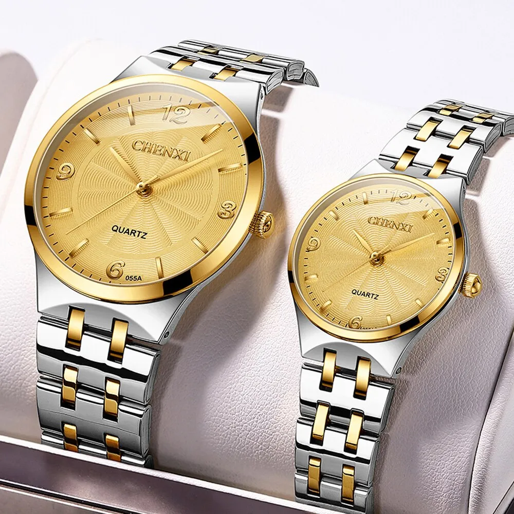 CHENXI Original Brand Mens Women Watches Stainless Steel Casual Men&#39;s Quartz Watch Business Waterproof Men Analog Wrist Watches