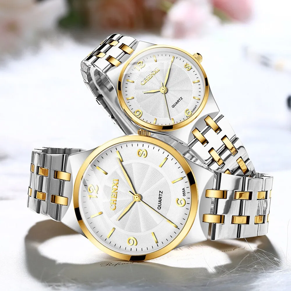 CHENXI Original Brand Mens Women Watches Stainless Steel Casual Men&#39;s Quartz Watch Business Waterproof Men Analog Wrist Watches