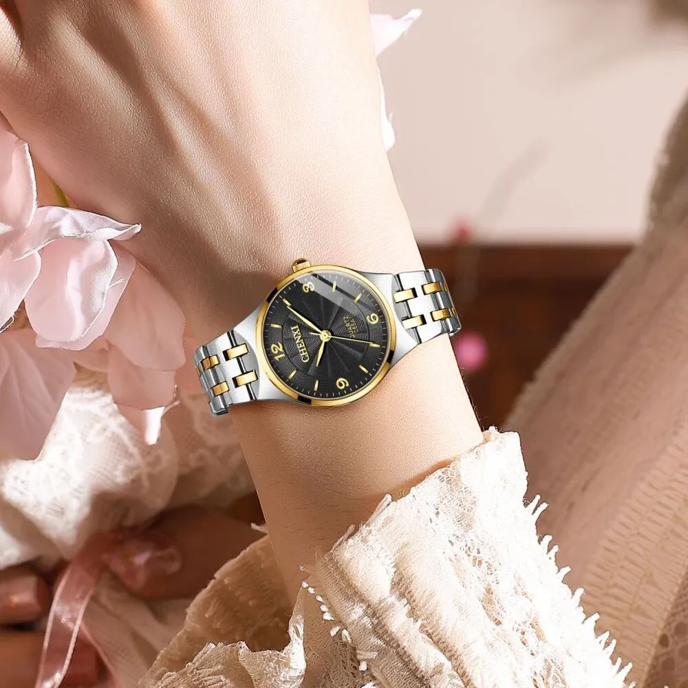 CHENXI Original Brand Mens Women Watches Stainless Steel Casual Men&#39;s Quartz Watch Business Waterproof Men Analog Wrist Watches
