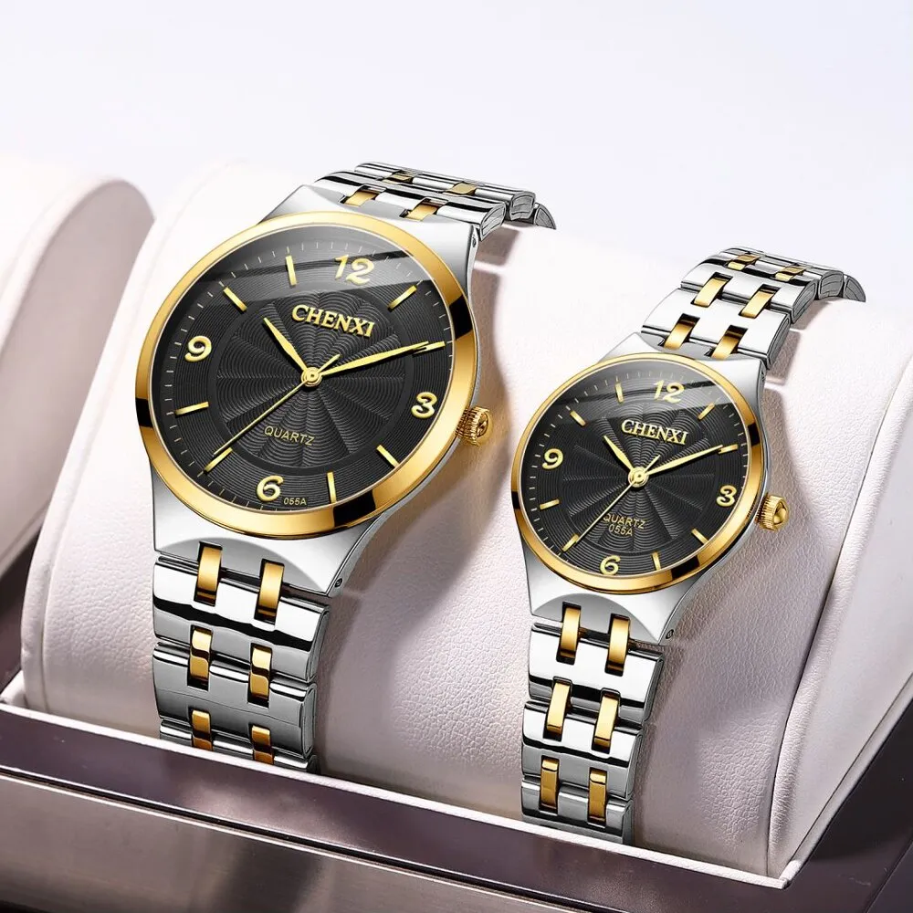 CHENXI Original Brand Mens Women Watches Stainless Steel Casual Men&#39;s Quartz Watch Business Waterproof Men Analog Wrist Watches