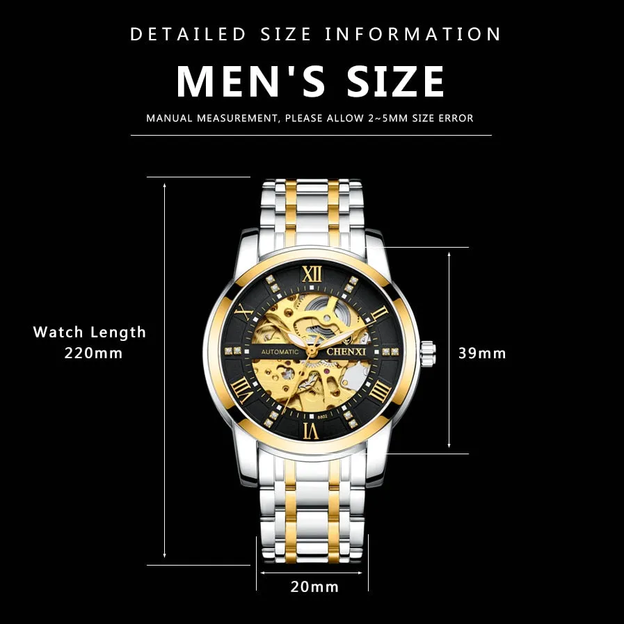 CHENXI Watch Men Automatic Mechanical Watches Mens Top Brand Luxury Waterproof Business Wrist Watches Full Steel Male Clock