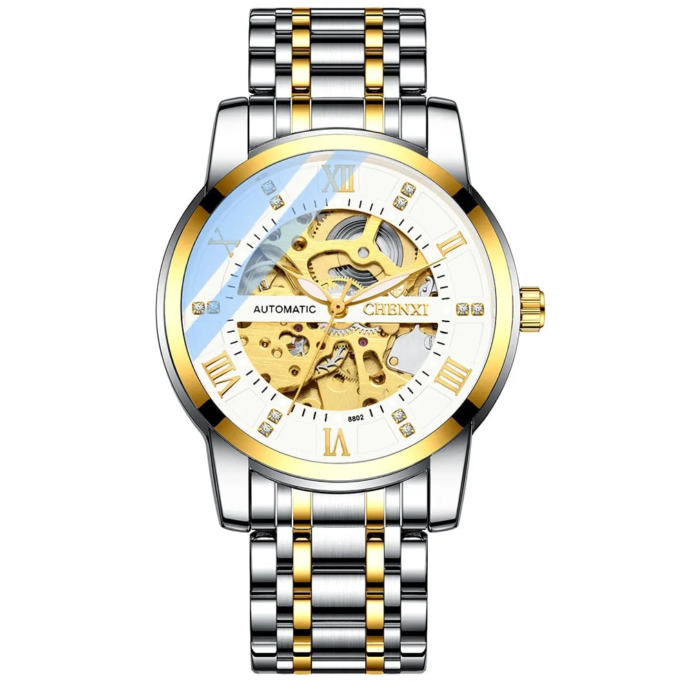 CHENXI Watch Men Automatic Mechanical Watches Mens Top Brand Luxury Waterproof Business Wrist Watches Full Steel Male Clock