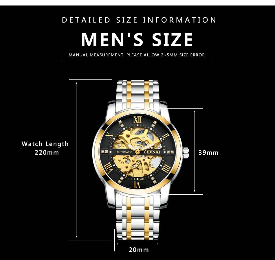 CHENXI Watch Men Automatic Mechanical Watches Mens Top Brand Luxury Waterproof Business Wrist Watches Full Steel Male Clock