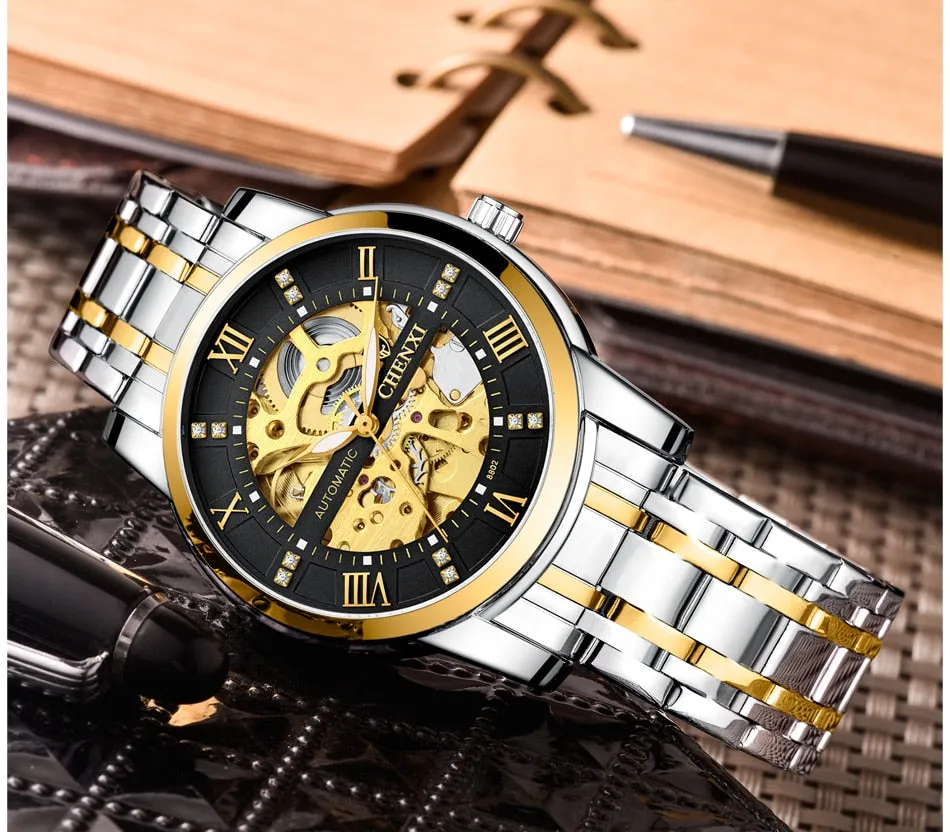 CHENXI Watch Men Automatic Mechanical Watches Mens Top Brand Luxury Waterproof Business Wrist Watches Full Steel Male Clock