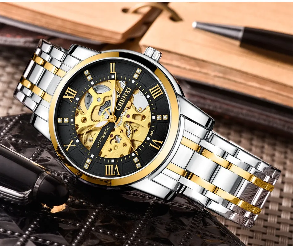 CHENXI Watch Men Automatic Mechanical Watches Mens Top Brand Luxury Waterproof Business Wrist Watches Full Steel Male Clock