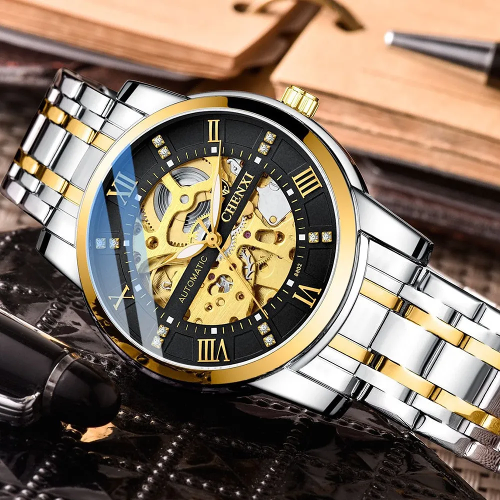 CHENXI Watch Men Automatic Mechanical Watches Mens Top Brand Luxury Waterproof Business Wrist Watches Full Steel Male Clock