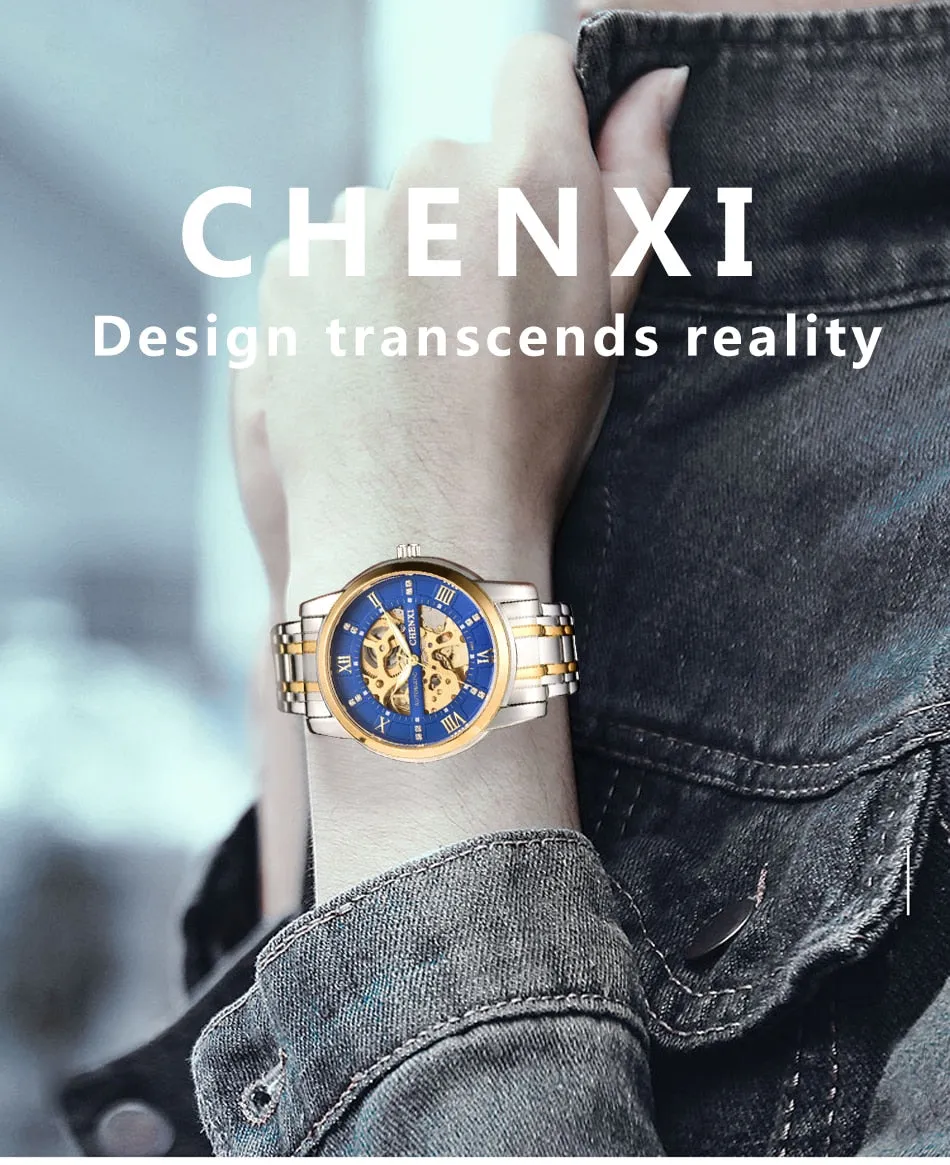 CHENXI Watch Men Automatic Mechanical Watches Mens Top Brand Luxury Waterproof Business Wrist Watches Full Steel Male Clock