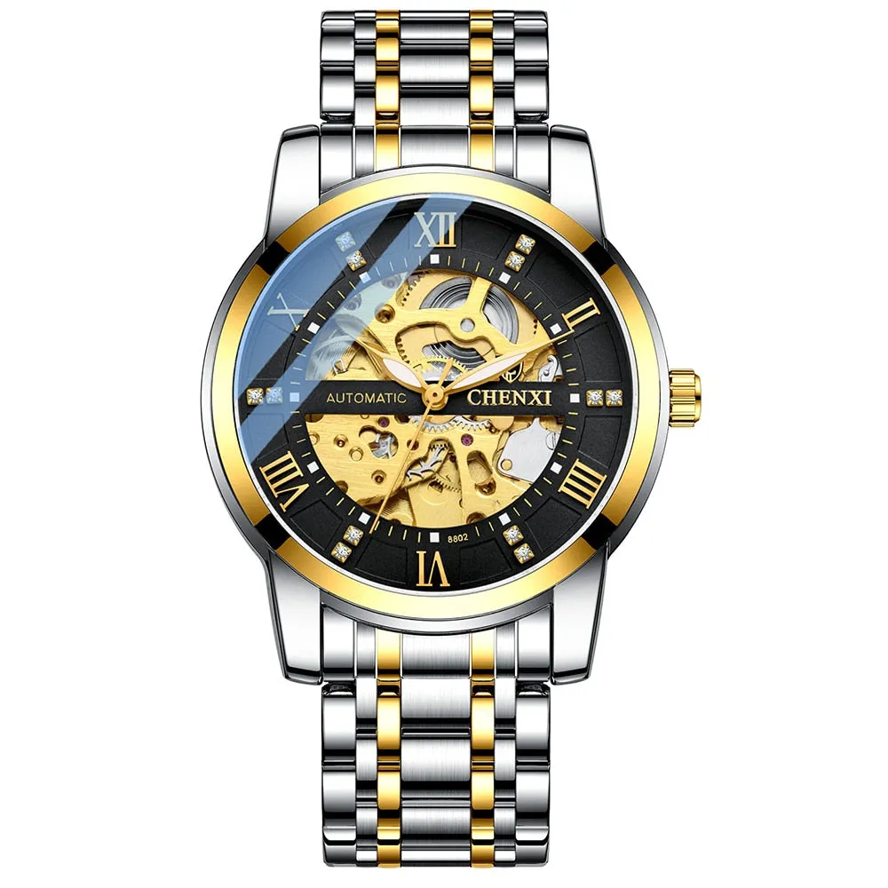 CHENXI Watch Men Automatic Mechanical Watches Mens Top Brand Luxury Waterproof Business Wrist Watches Full Steel Male Clock