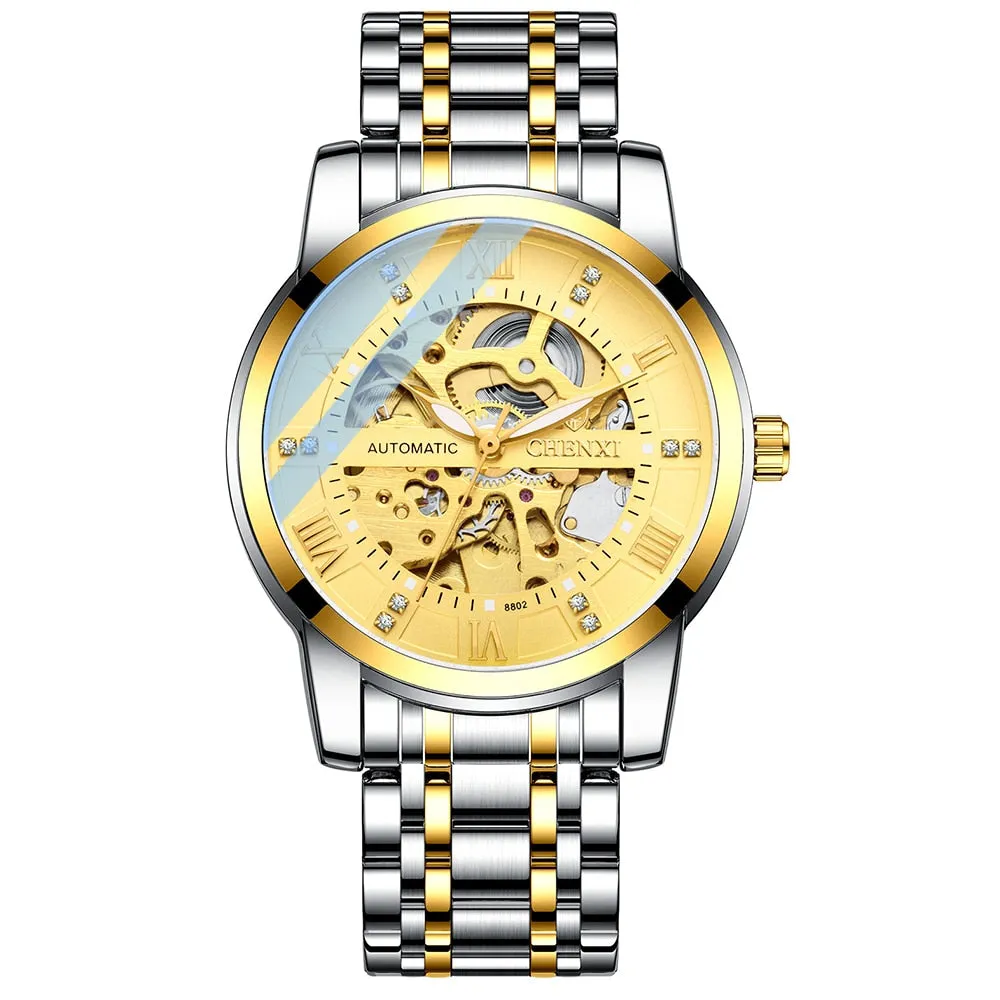CHENXI Watch Men Automatic Mechanical Watches Mens Top Brand Luxury Waterproof Business Wrist Watches Full Steel Male Clock