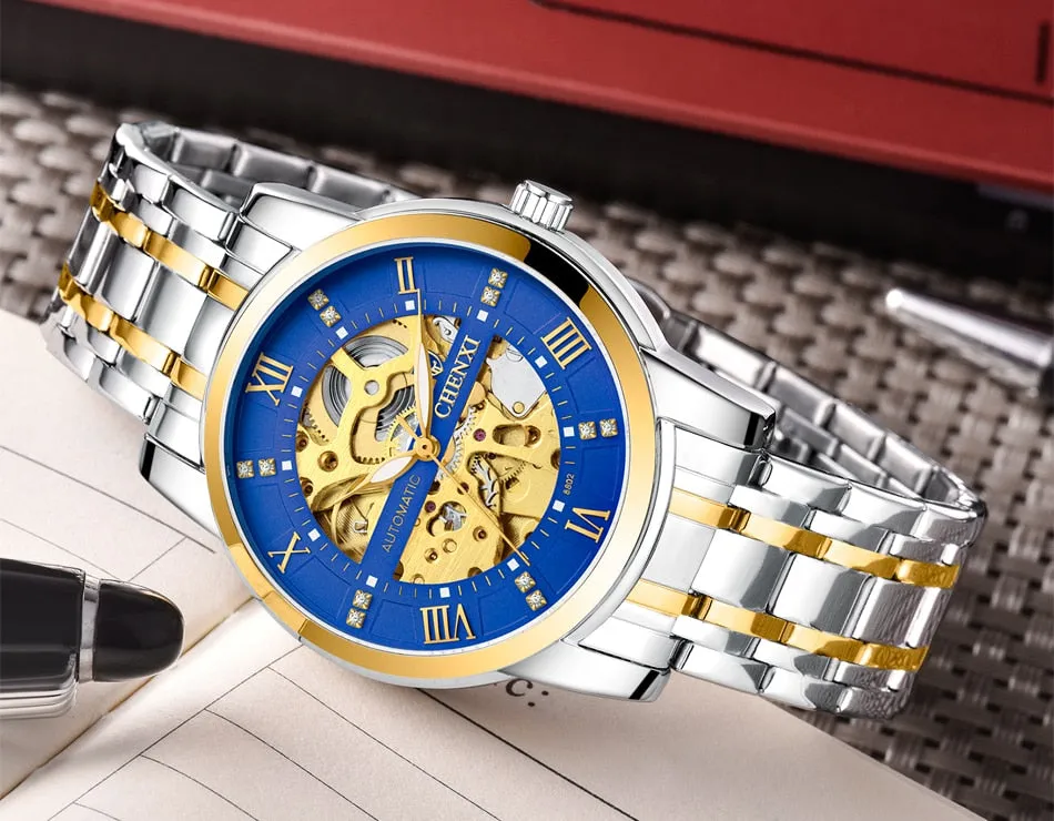 CHENXI Watch Men Automatic Mechanical Watches Mens Top Brand Luxury Waterproof Business Wrist Watches Full Steel Male Clock