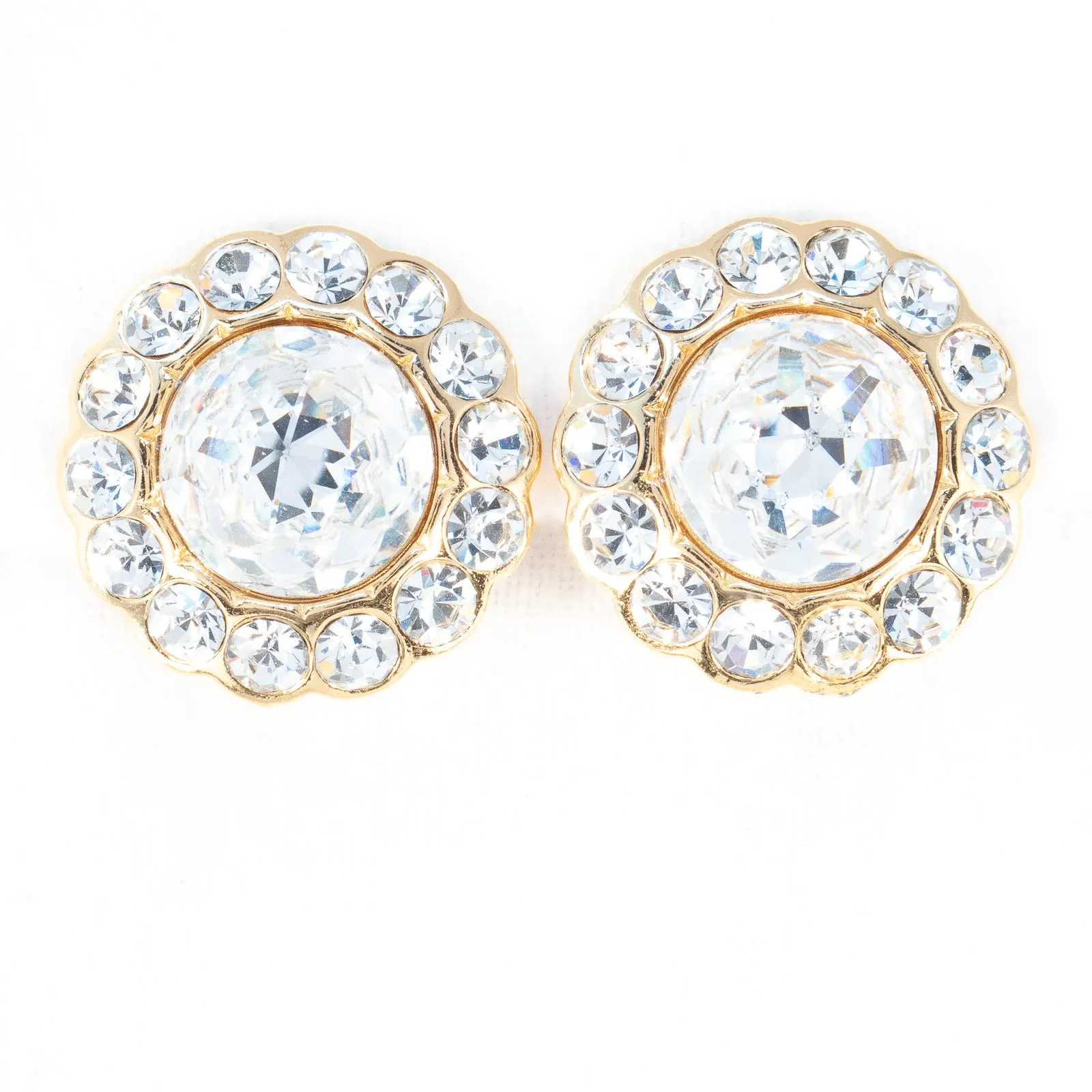 Christian Dior Round Rhinestone Earrings