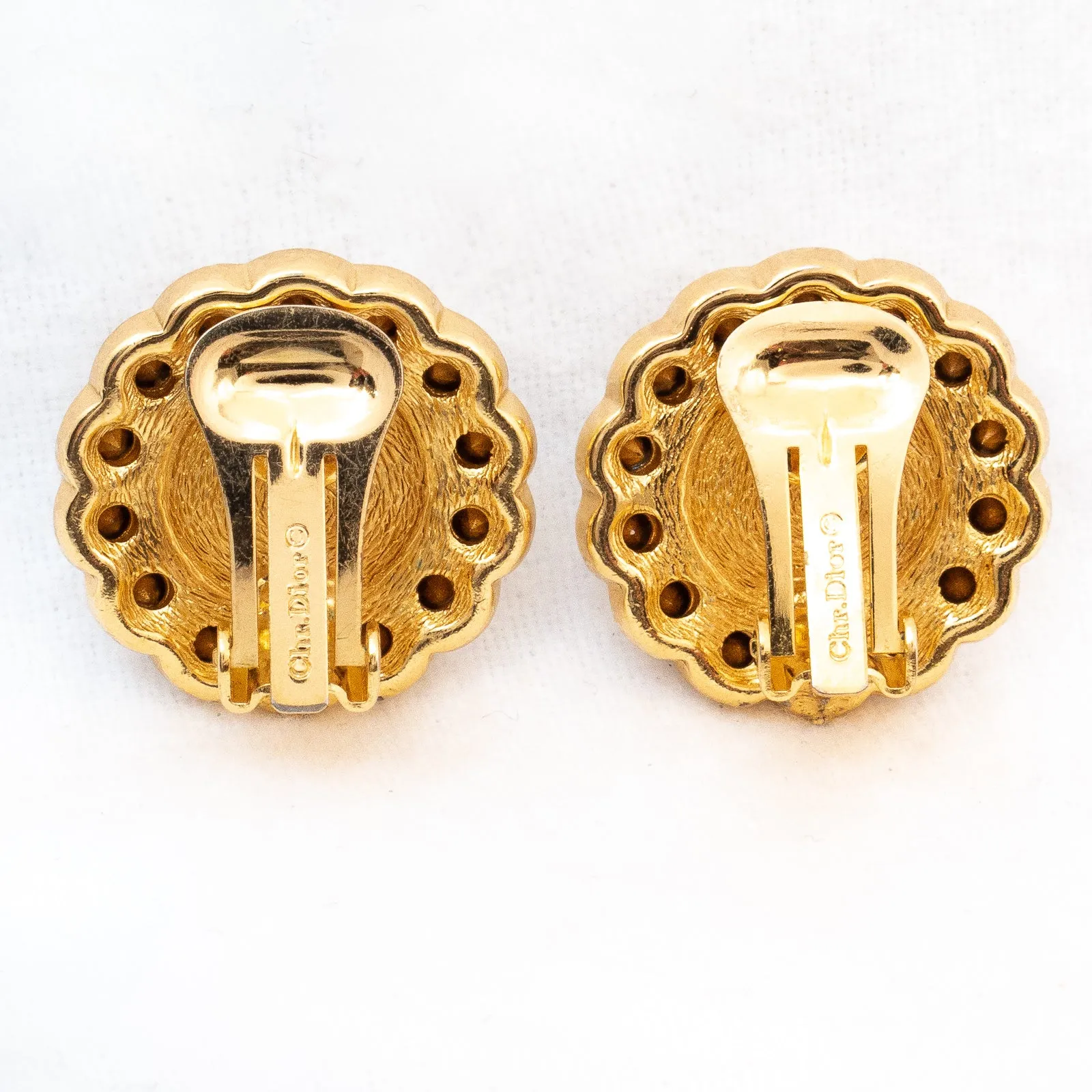 Christian Dior Round Rhinestone Earrings