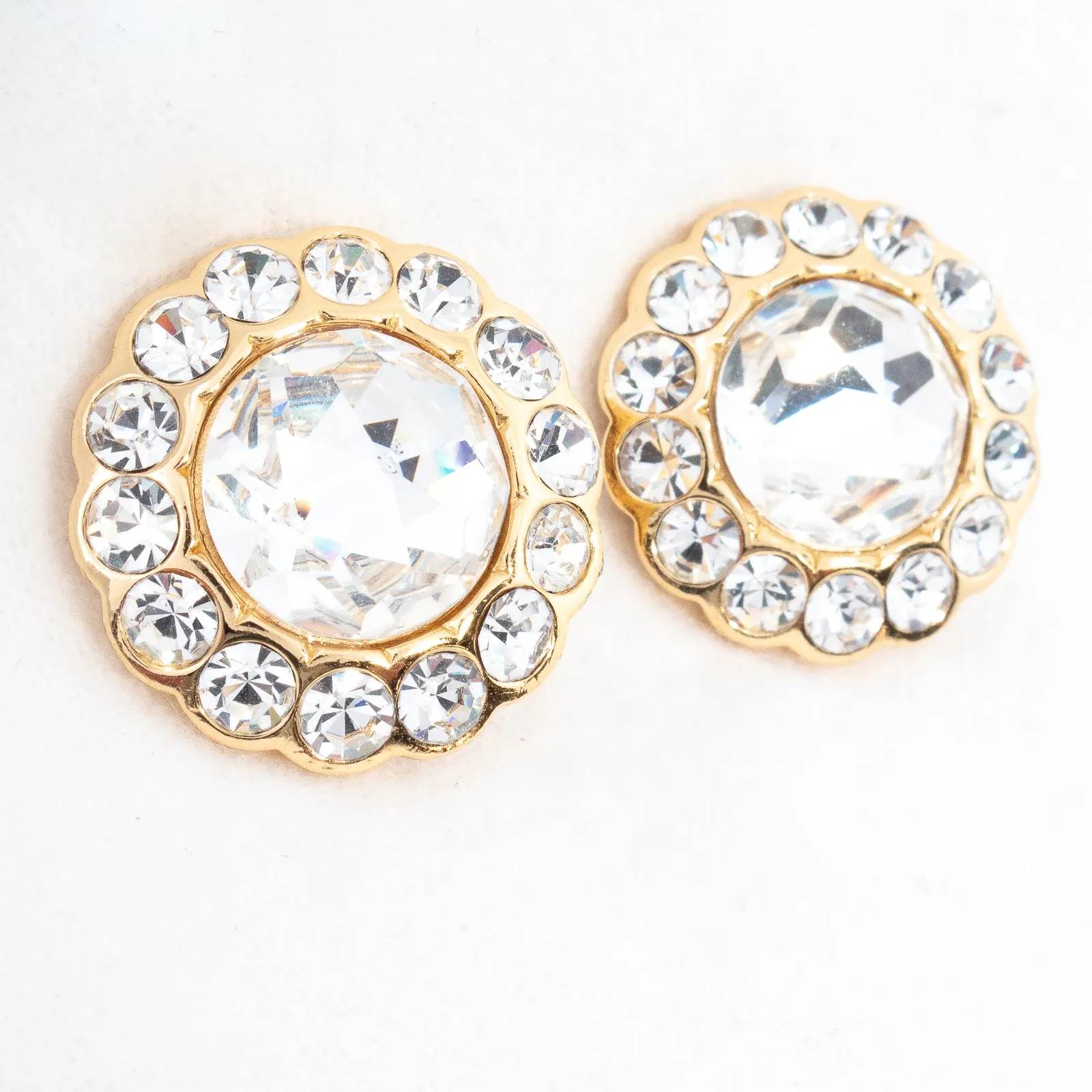 Christian Dior Round Rhinestone Earrings
