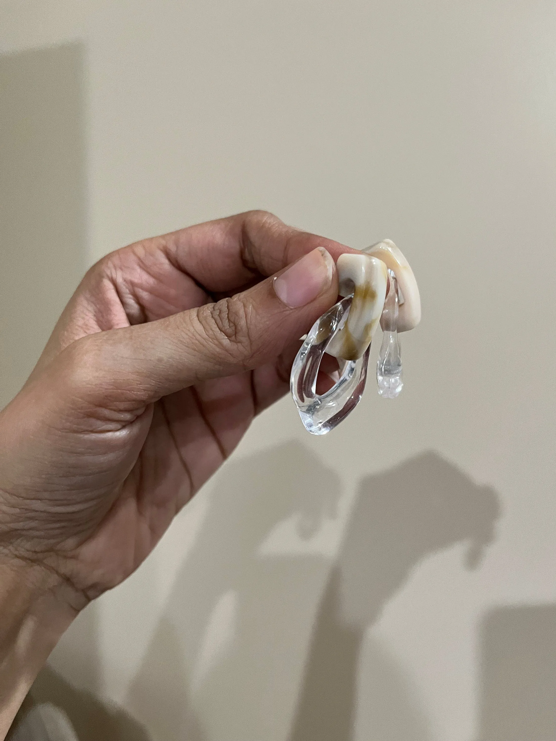 Chunky Clear Acrylic earrings , long clear white earrings , ice cube earrings ,  acrylic earrings , white earrings ,