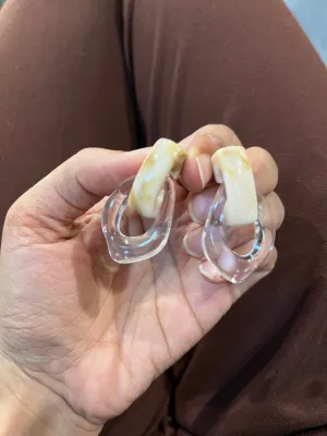 Chunky Clear Acrylic earrings , long clear white earrings , ice cube earrings ,  acrylic earrings , white earrings ,