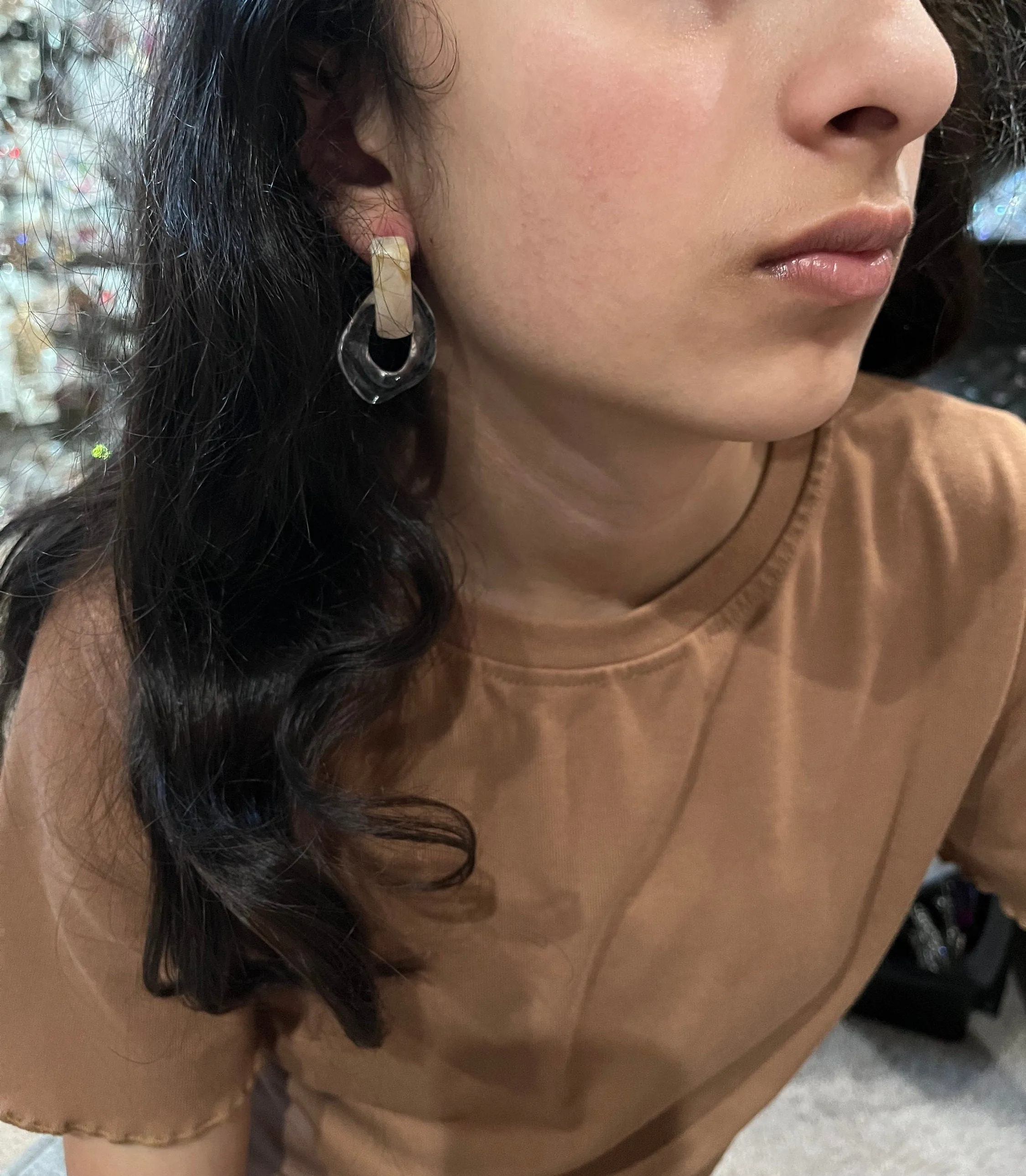 Chunky Clear Acrylic earrings , long clear white earrings , ice cube earrings ,  acrylic earrings , white earrings ,