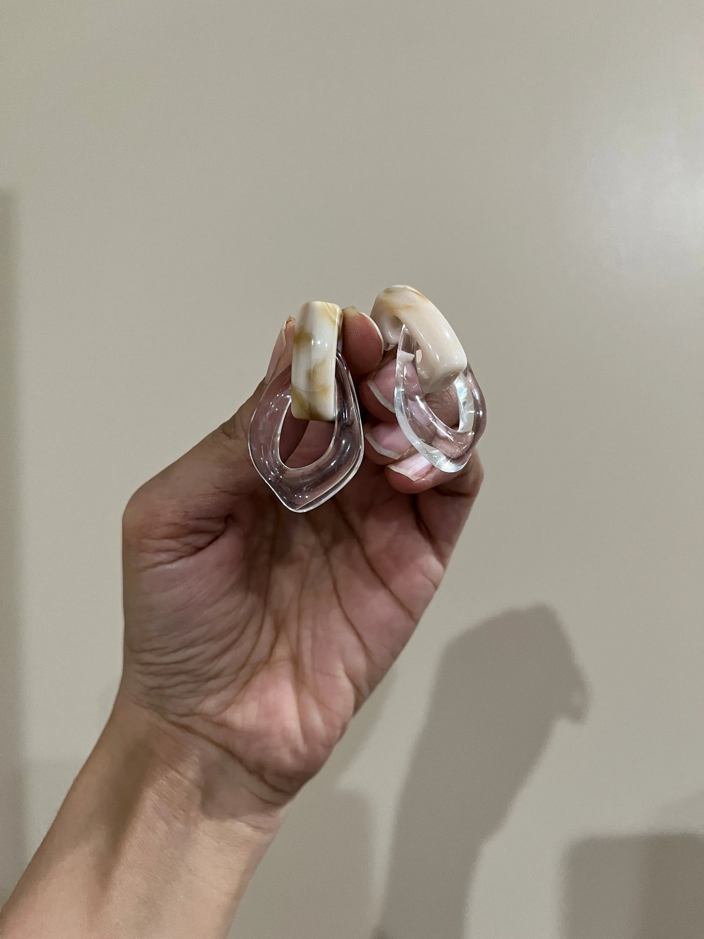 Chunky Clear Acrylic earrings , long clear white earrings , ice cube earrings ,  acrylic earrings , white earrings ,