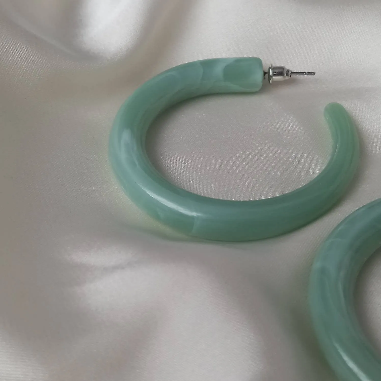 Chunky Green Resin Hoop Earrings -  Resin Earrings, Chunky Hoop Earrings, Thick Resin Earrings, Earrings In The UK, Hoop Earrings In The UK