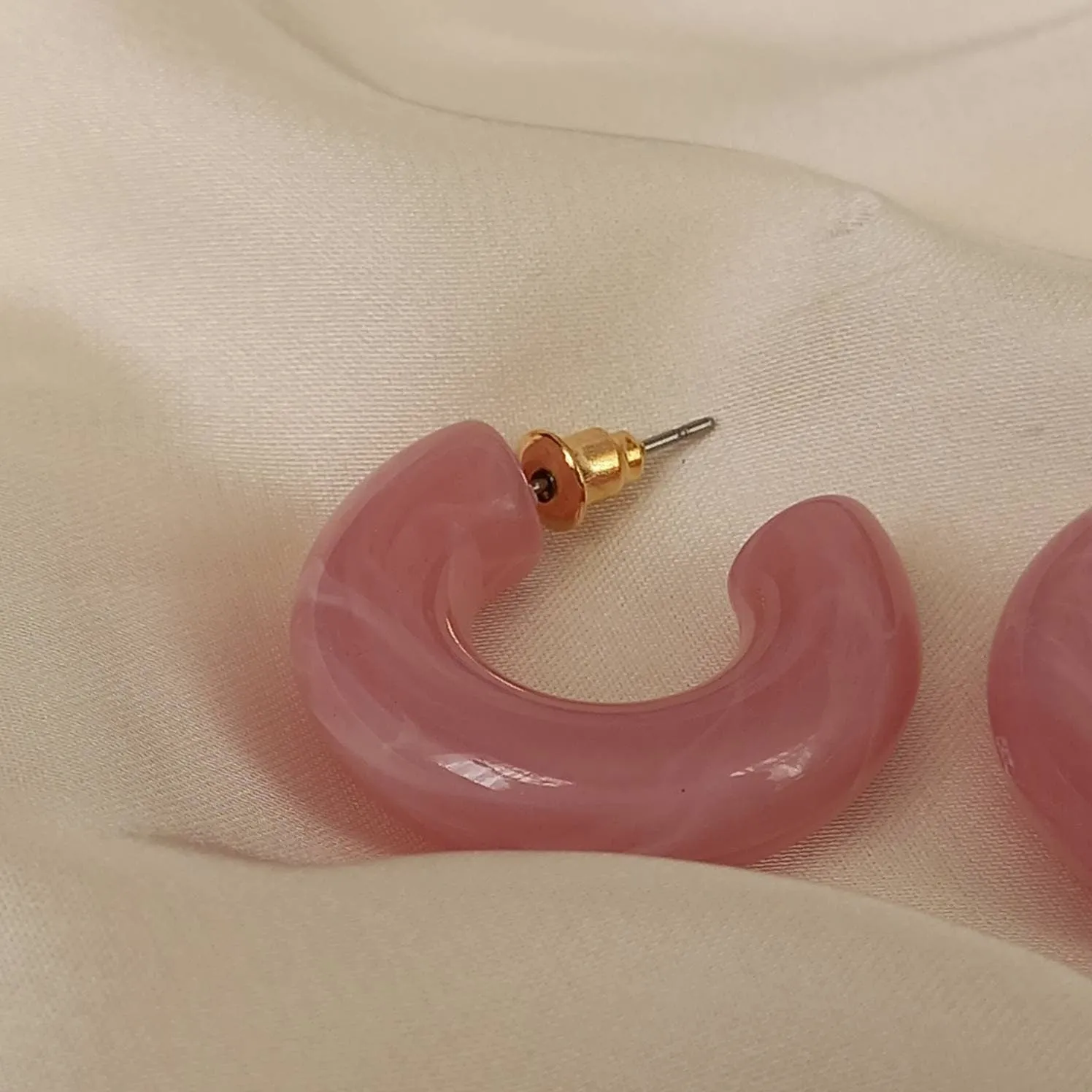 Chunky Pink Resin Hoop Earrings -  Resin Earrings, Chunky Hoop Earrings, Baby Pink Earrings, Thick Resin Earrings, Earrings In The UK