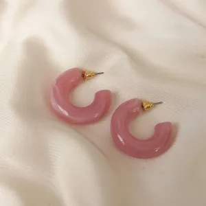 Chunky Pink Resin Hoop Earrings -  Resin Earrings, Chunky Hoop Earrings, Baby Pink Earrings, Thick Resin Earrings, Earrings In The UK