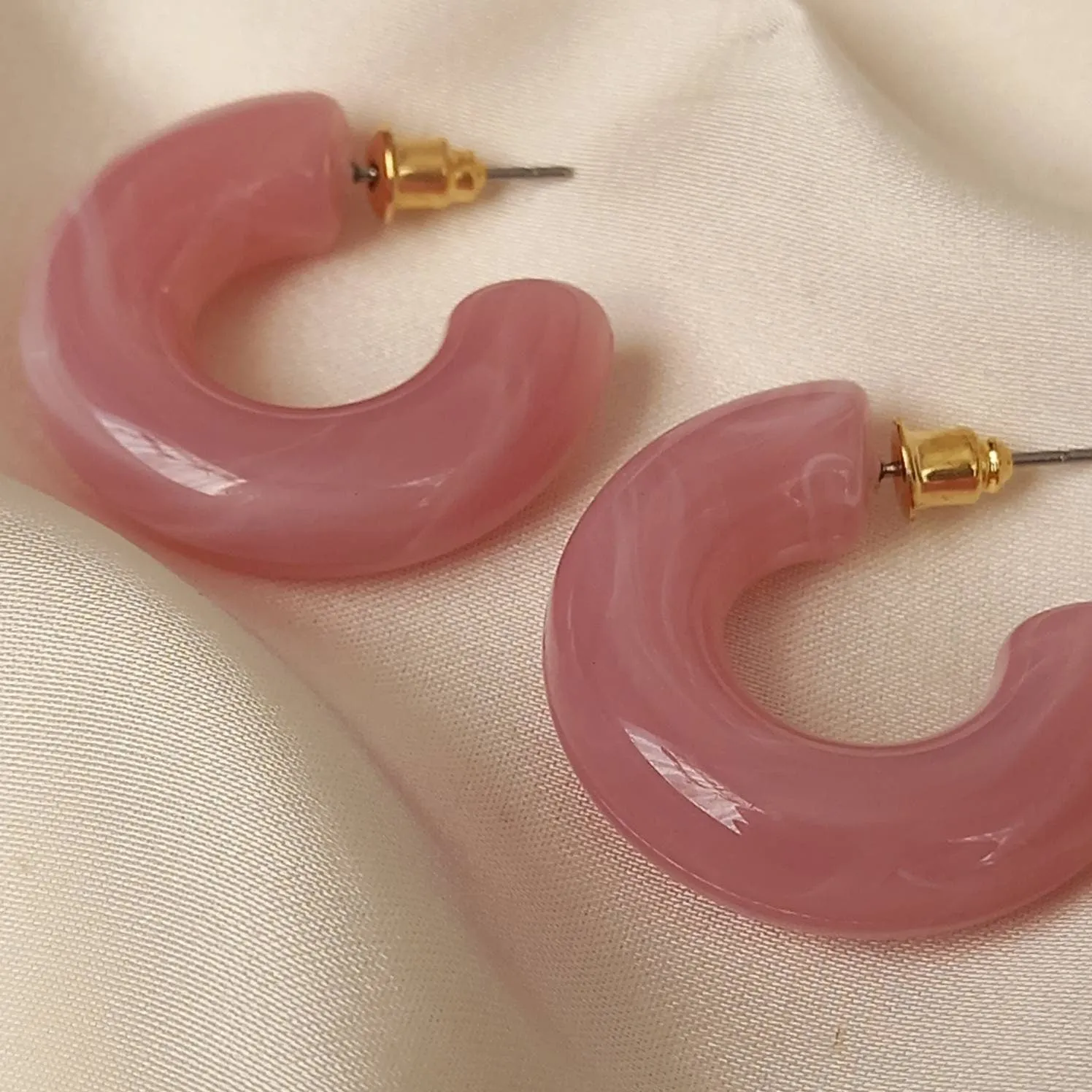 Chunky Pink Resin Hoop Earrings -  Resin Earrings, Chunky Hoop Earrings, Baby Pink Earrings, Thick Resin Earrings, Earrings In The UK