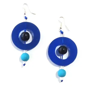 Circle Resin Earrings - Blue