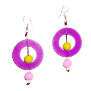 Circle Resin Earrings - Plum