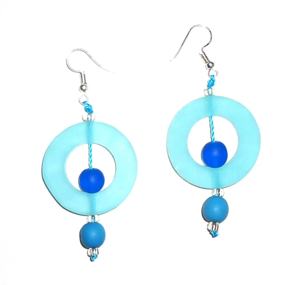 Circle Resin Earrings - Sky