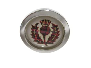 Circular Red Scottish Thistle Adjustable Size Fashion Ring