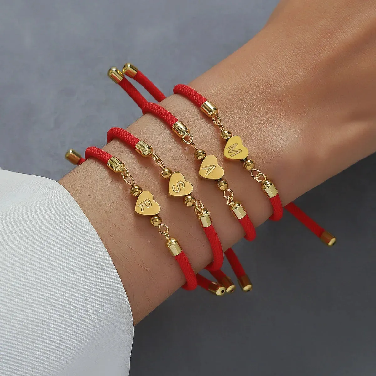 Classic A-Z Heart Initial Letter Bracelet Adjustable Colorful Rope Bracelet For Women Jewelry Gift