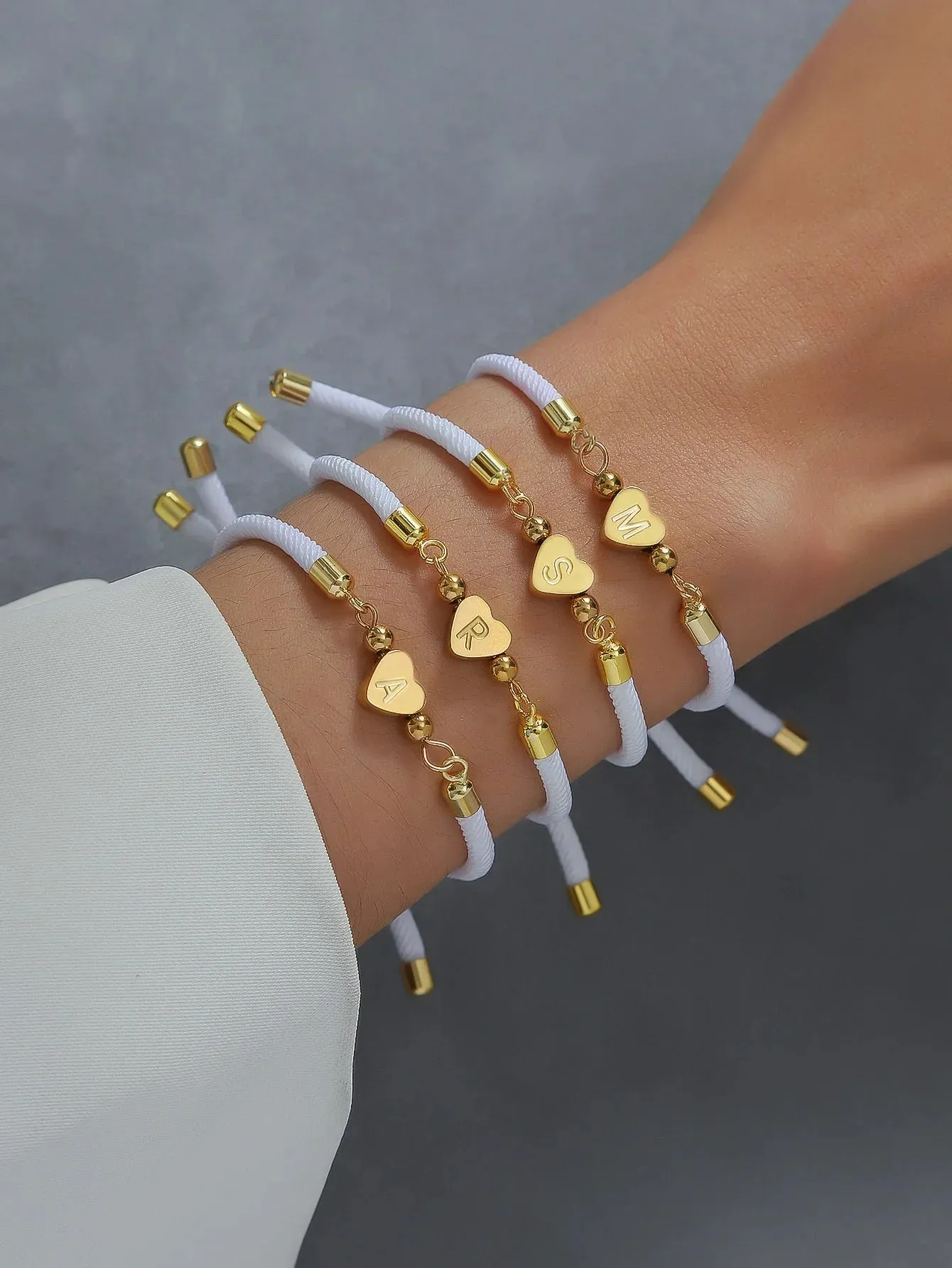 Classic A-Z Heart Initial Letter Bracelet Adjustable Colorful Rope Bracelet For Women Jewelry Gift