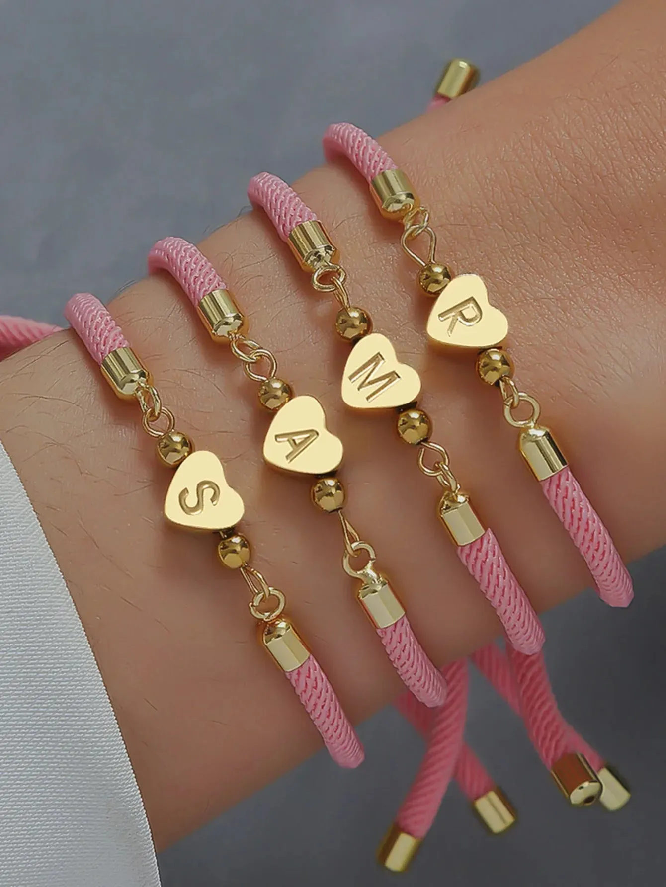 Classic A-Z Heart Initial Letter Bracelet Adjustable Colorful Rope Bracelet For Women Jewelry Gift