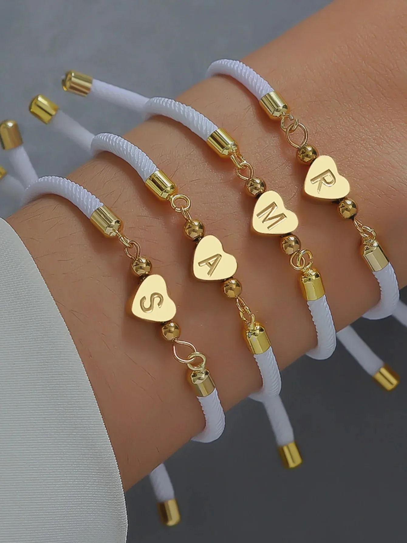Classic A-Z Heart Initial Letter Bracelet Adjustable Colorful Rope Bracelet For Women Jewelry Gift