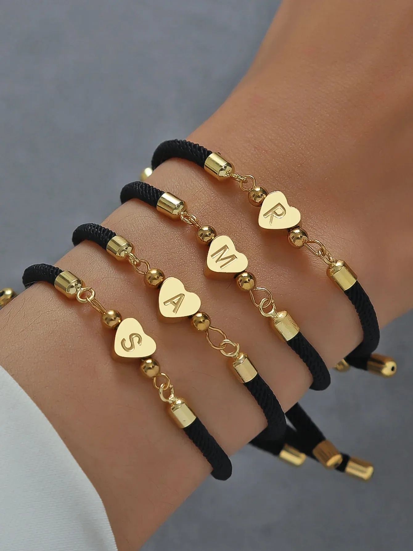 Classic A-Z Heart Initial Letter Bracelet Adjustable Colorful Rope Bracelet For Women Jewelry Gift