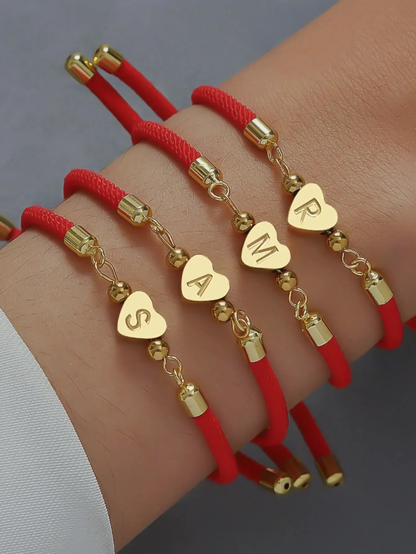 Classic A-Z Heart Initial Letter Bracelet Adjustable Colorful Rope Bracelet For Women Jewelry Gift