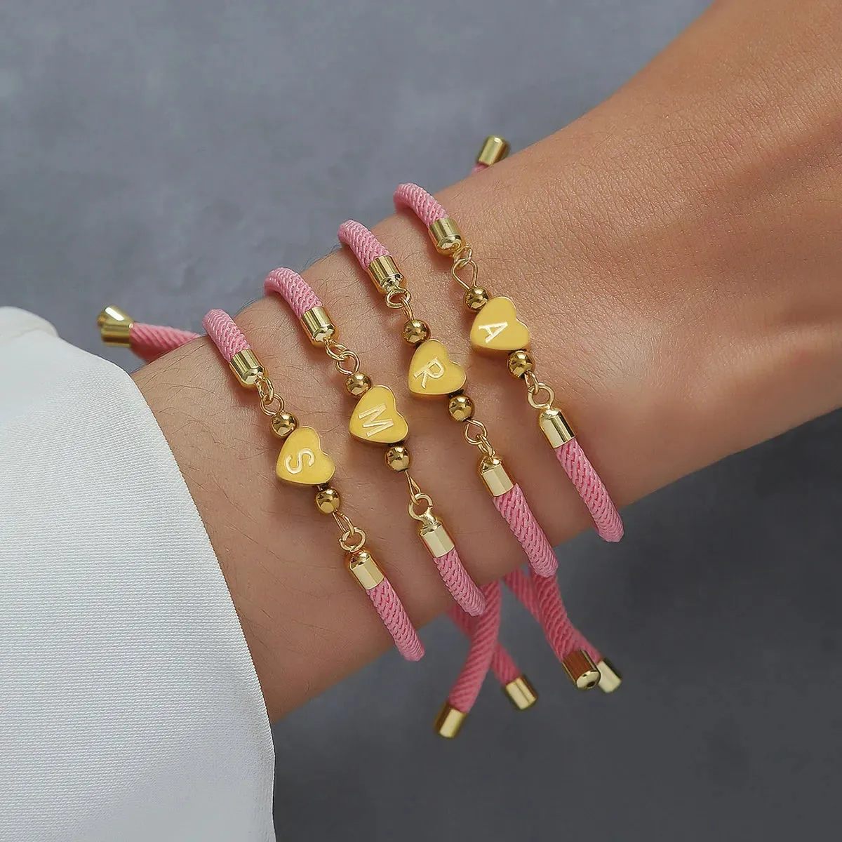 Classic A-Z Heart Initial Letter Bracelet Adjustable Colorful Rope Bracelet For Women Jewelry Gift
